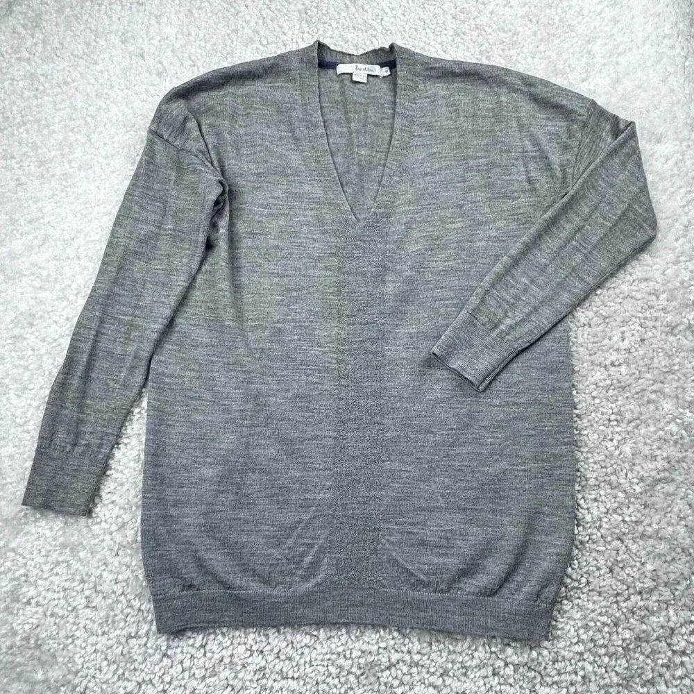 Boden Gray Wool V Neck Sweater